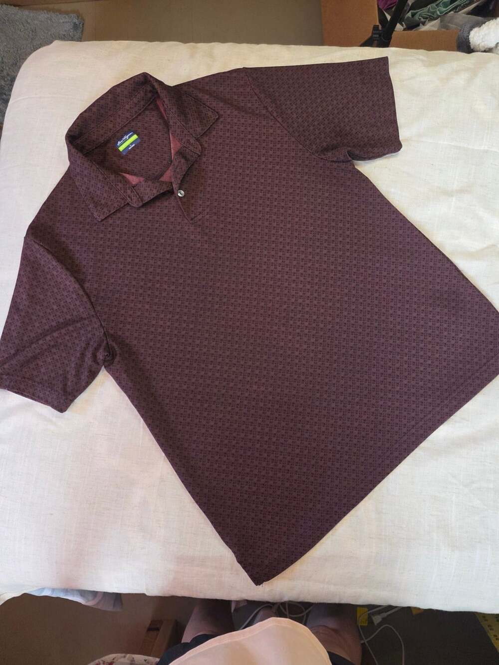 Ben Hogan Performance Men's Burgundy Geo Print Short Sleeve Golf Polo Shirt